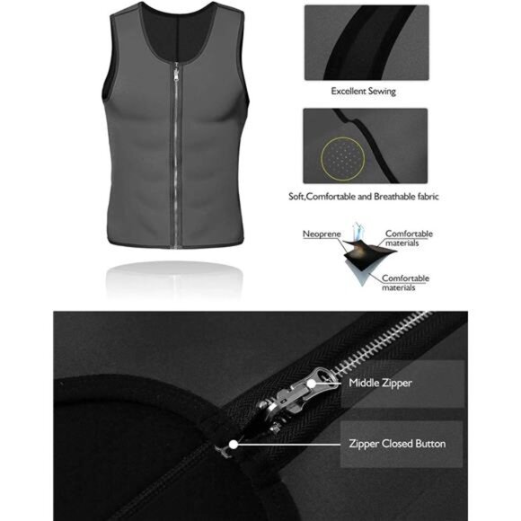 Men Sauna Vest Hot Sweat Waist Trainer Corset Neoprene Tank Top Shapewear - Picture 4 of 7